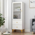 47‘’-71.5H Rectangular Wooden Display Cabinet with Glass Door