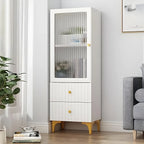 47‘’-71.5H Rectangular Wooden Display Cabinet with Glass Door