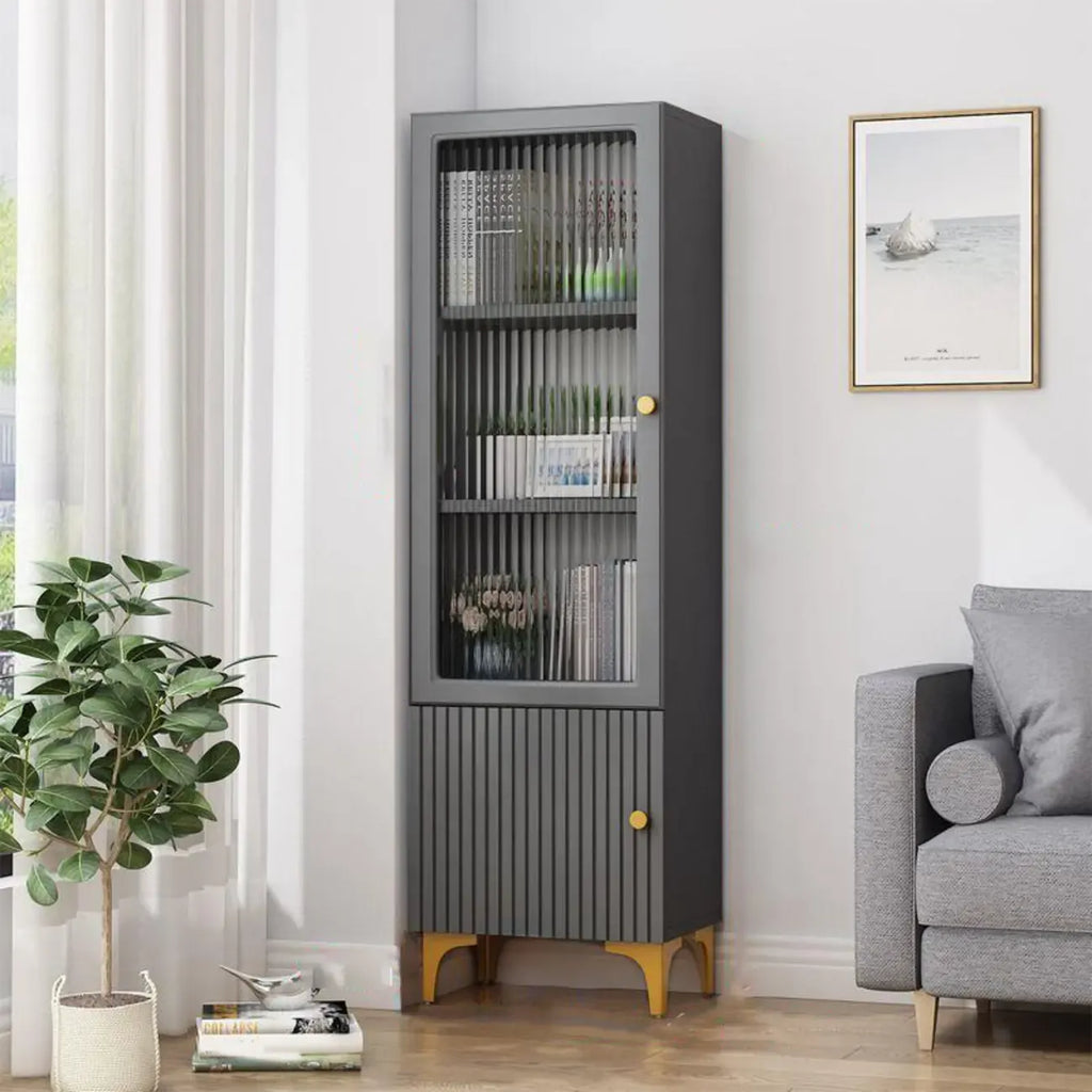 47‘’-71.5H Rectangular Wooden Display Cabinet with Glass Door