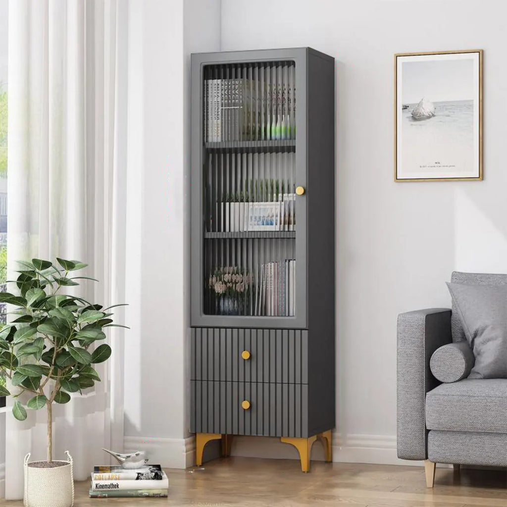 47‘’-71.5H Rectangular Wooden Display Cabinet with Glass Door