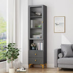 47‘’-71.5H Rectangular Wooden Display Cabinet with Glass Door