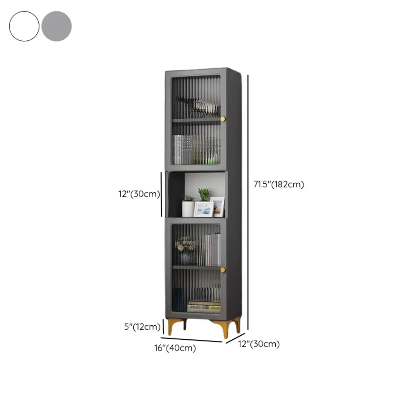 47‘’-71.5H Rectangular Wooden Display Cabinet with Glass Door