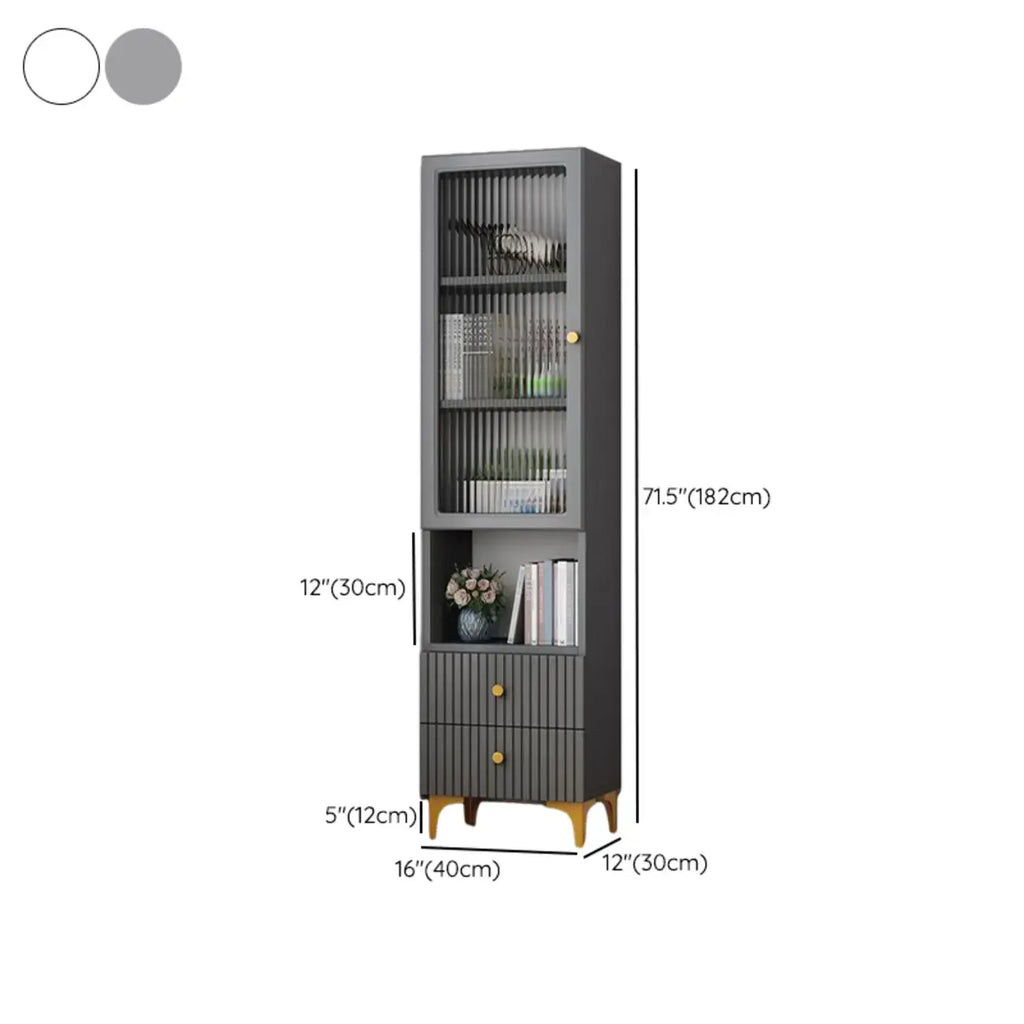 47‘’-71.5H Rectangular Wooden Display Cabinet with Glass Door