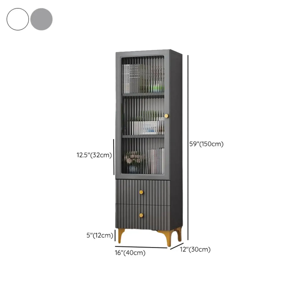 47‘’-71.5H Rectangular Wooden Display Cabinet with Glass Door
