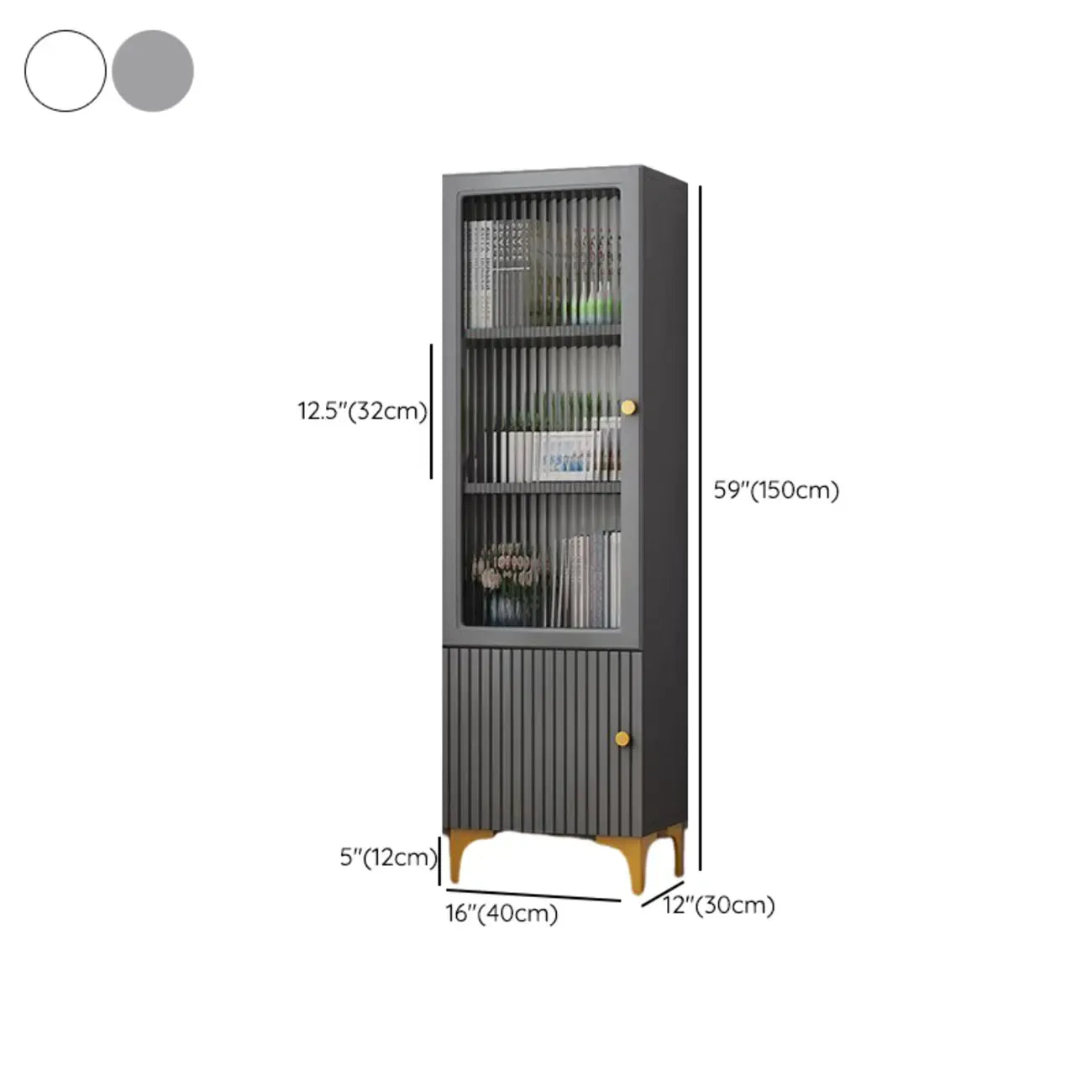 47‘’-71.5H Rectangular Wooden Display Cabinet with Glass Door