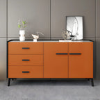 Modern Pine Sideboard with Drawers and Cabinets in Grey/Orange
