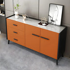 Modern Pine Sideboard with Drawers and Cabinets in Grey/Orange
