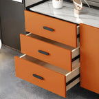 Modern Pine Sideboard with Drawers and Cabinets in Grey/Orange