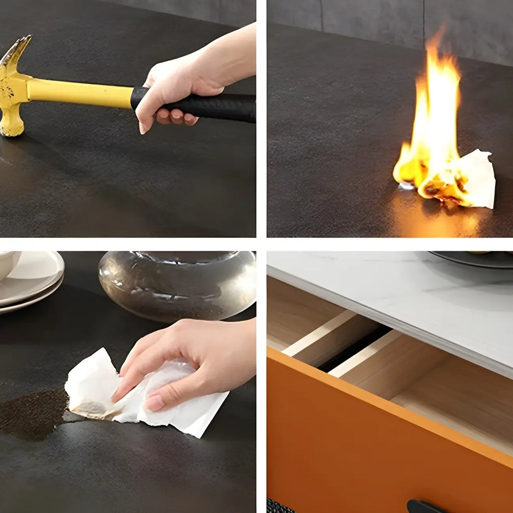 Modern Pine Sideboard with Drawers and Cabinets in Grey/Orange