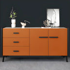 Modern Pine Sideboard with Drawers and Cabinets in Grey/Orange
