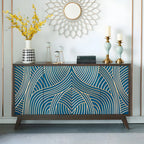 Modern Brown Birch Wood Buffet Sideboard with 2 Doors