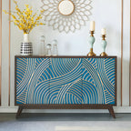 Modern Brown Birch Wood Buffet Sideboard with 2 Doors