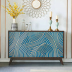 Modern Brown Birch Wood Buffet Sideboard with 2 Doors