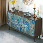 Modern Brown Birch Wood Buffet Sideboard with 2 Doors