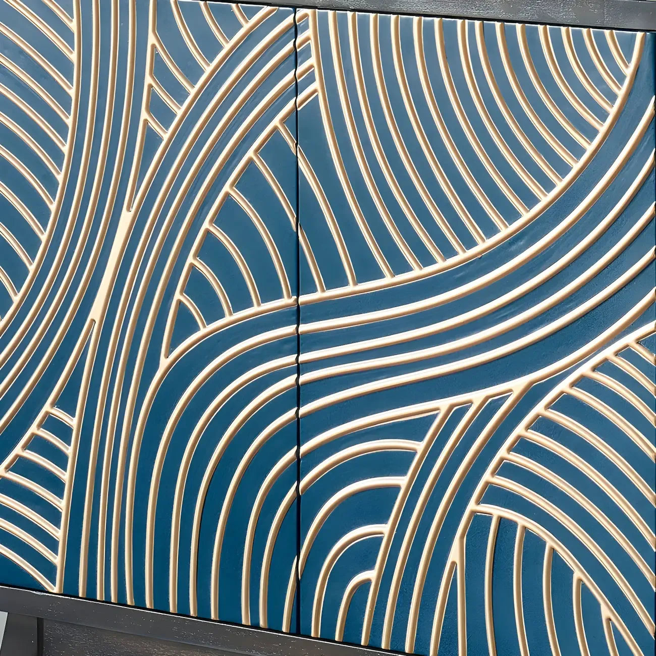 Modern Brown Birch Wood Buffet Sideboard with 2 Doors