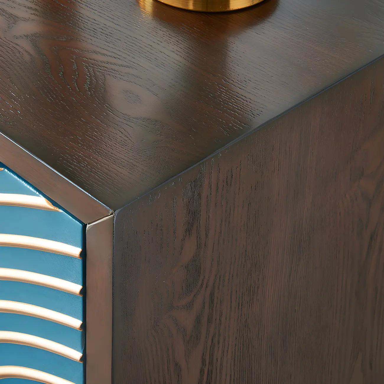 Modern Brown Birch Wood Buffet Sideboard with 2 Doors