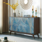 Modern Brown Birch Wood Buffet Sideboard with 2 Doors