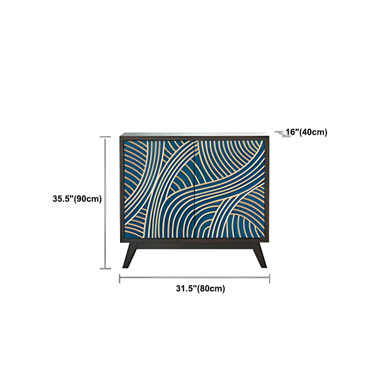 Modern Brown Birch Wood Buffet Sideboard with 2 Doors