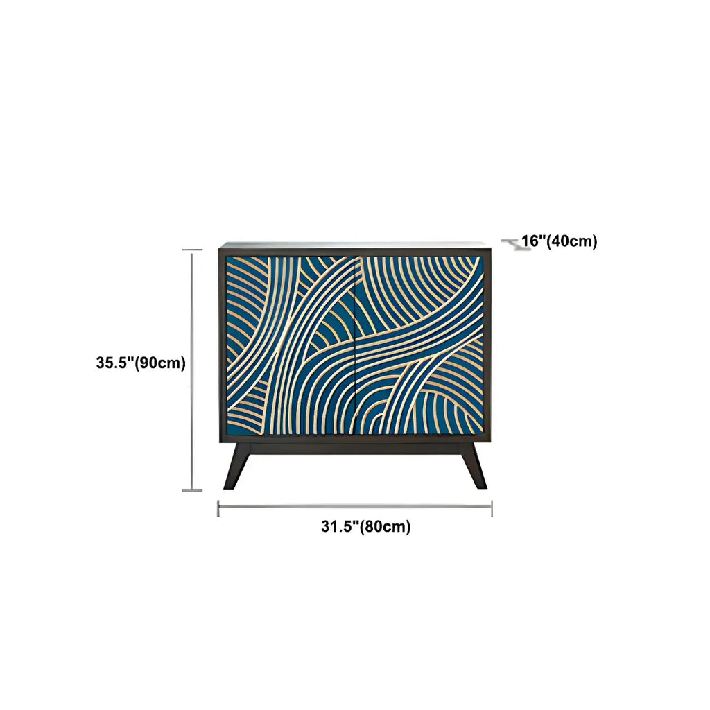 Modern Brown Birch Wood Buffet Sideboard with 2 Doors