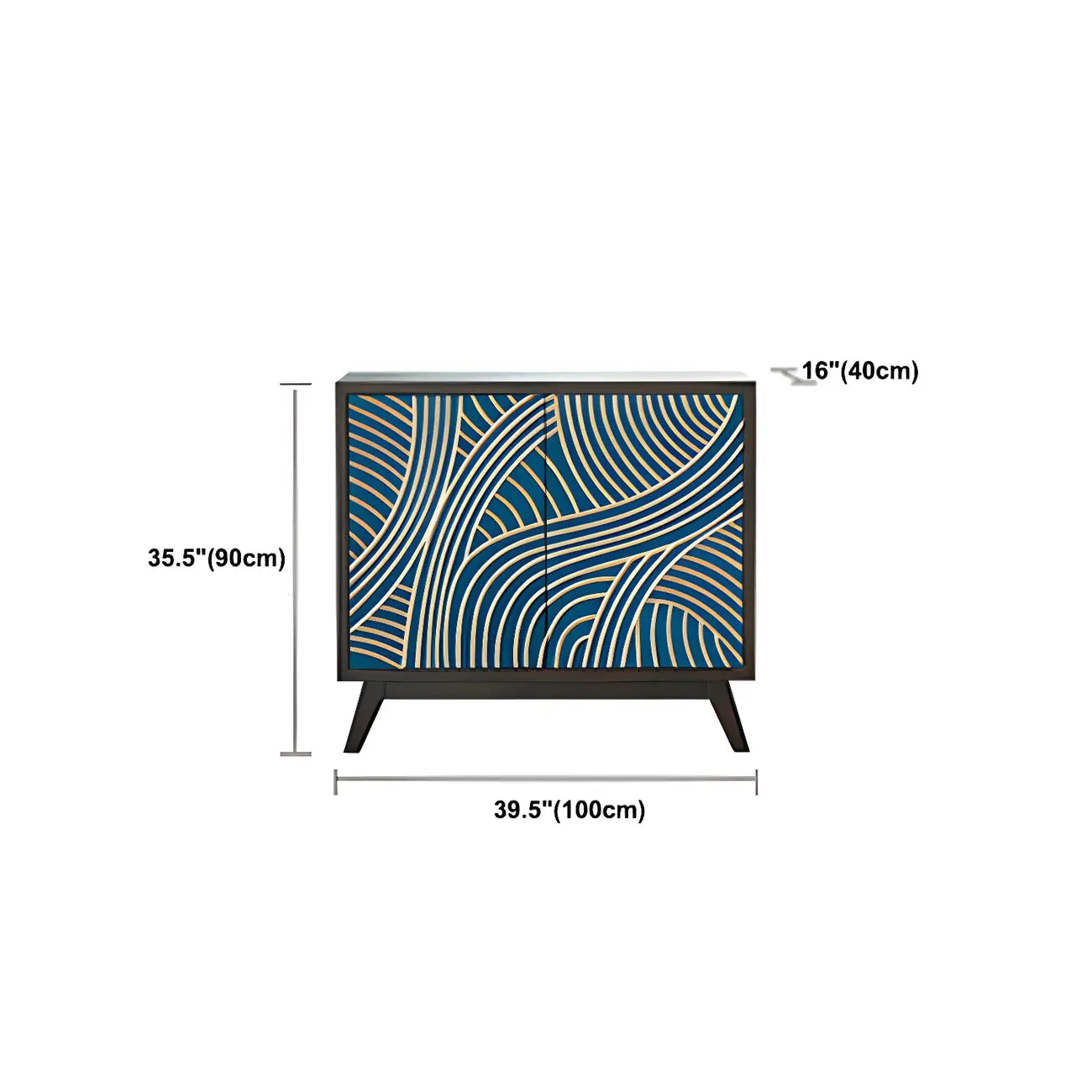 Modern Brown Birch Wood Buffet Sideboard with 2 Doors