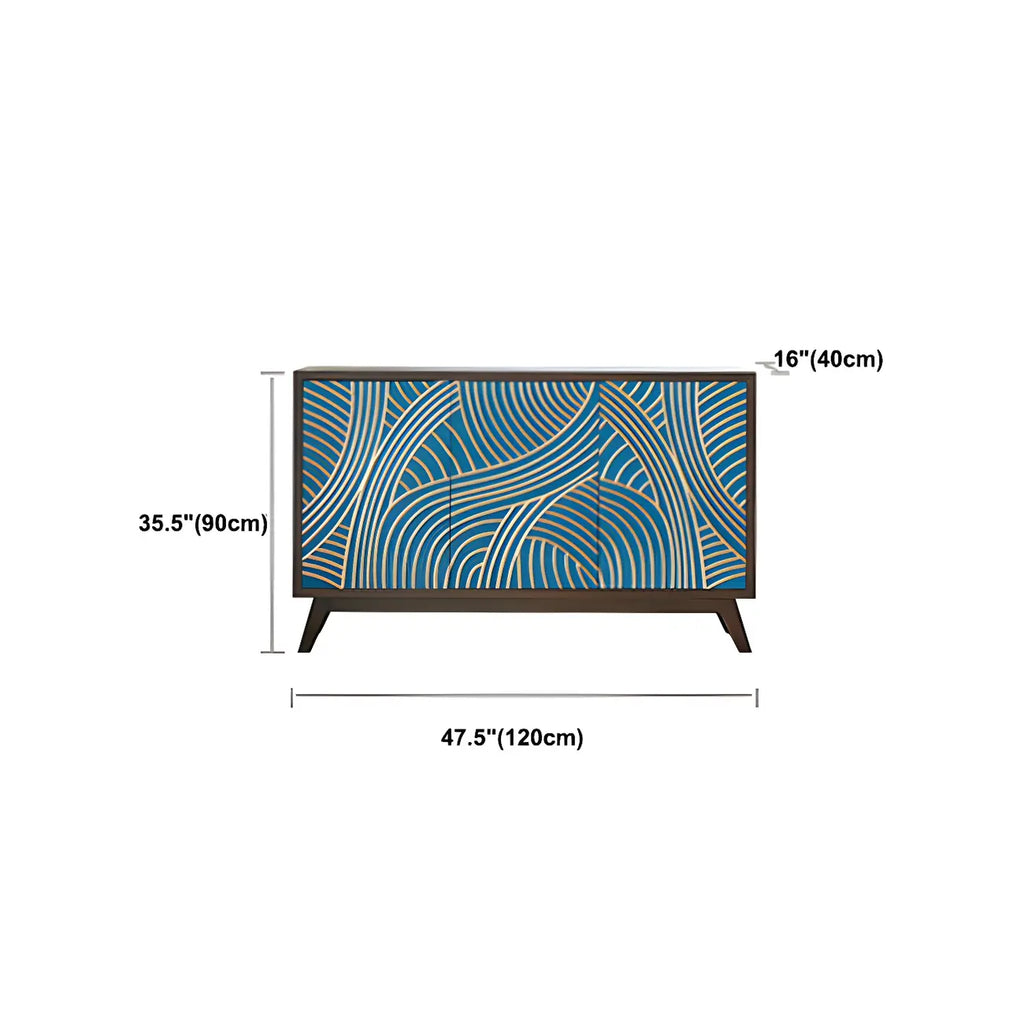 Modern Brown Birch Wood Buffet Sideboard with 2 Doors