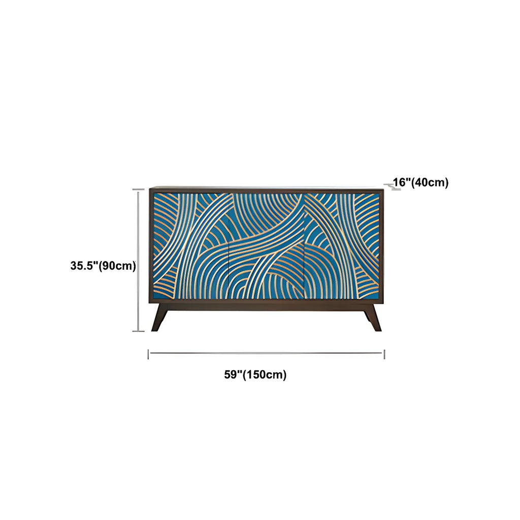Modern Brown Birch Wood Buffet Sideboard with 2 Doors