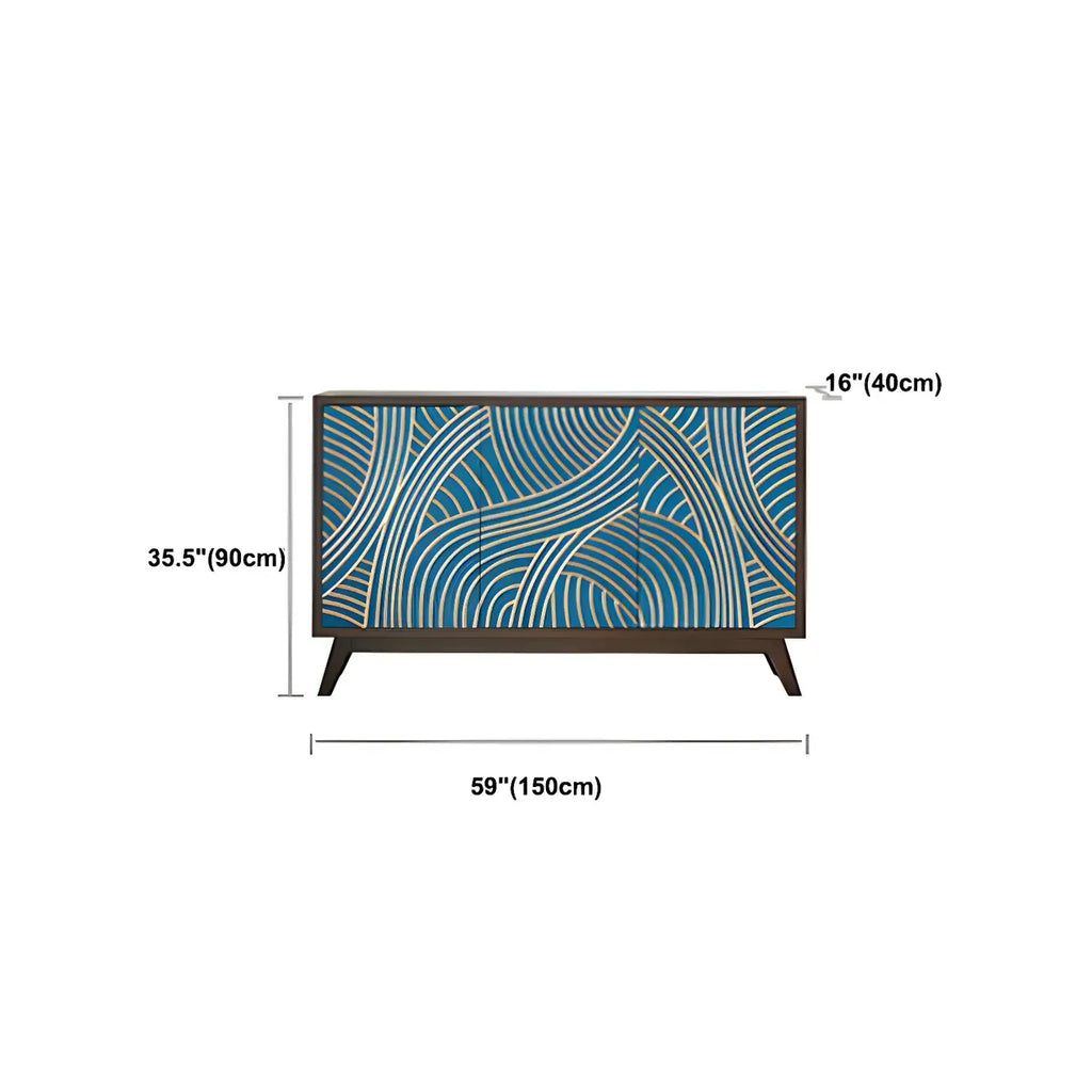 Modern Brown Birch Wood Buffet Sideboard with 2 Doors