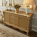 Luxury Gold Wooden Sideboard with Drawers and Doors