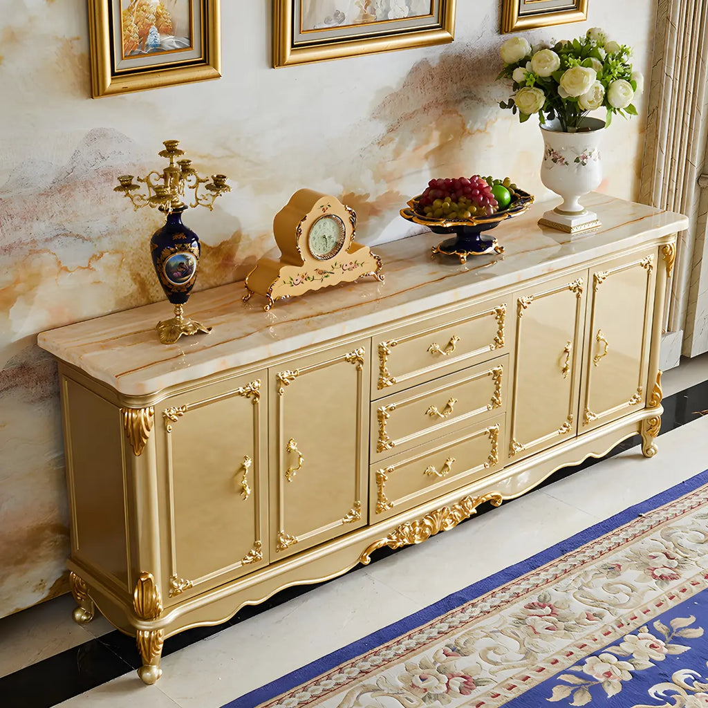 Luxury Gold Wooden Sideboard with Drawers and Doors