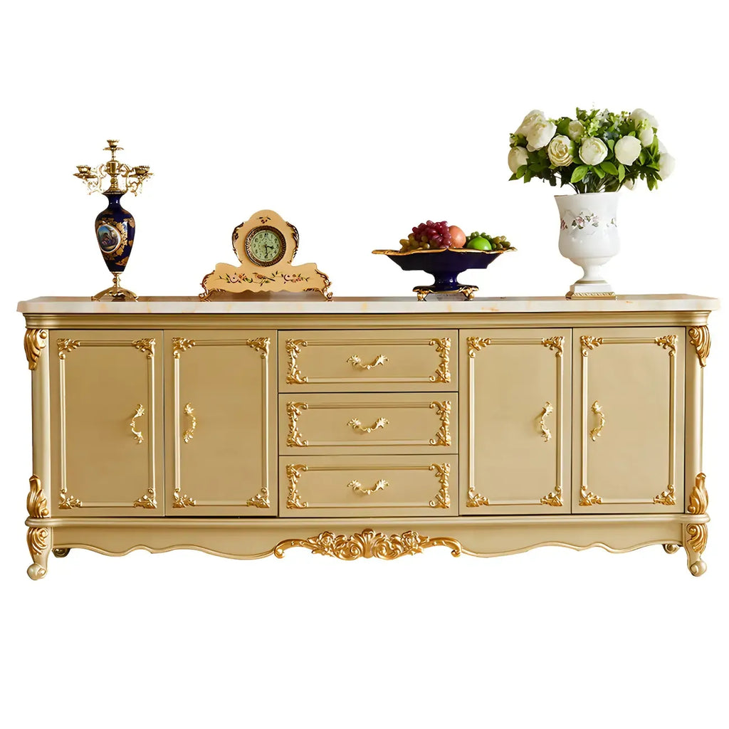 Luxury Gold Wooden Sideboard with Drawers and Doors