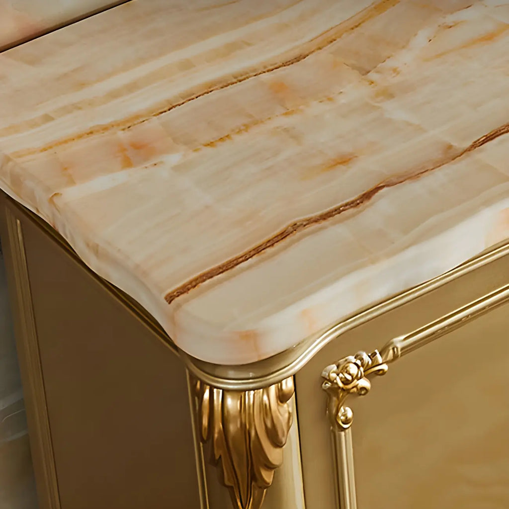 Luxury Gold Wooden Sideboard with Drawers and Doors