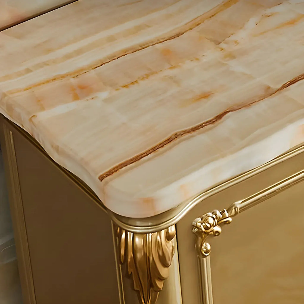 Luxury Gold Wooden Sideboard with Drawers and Doors