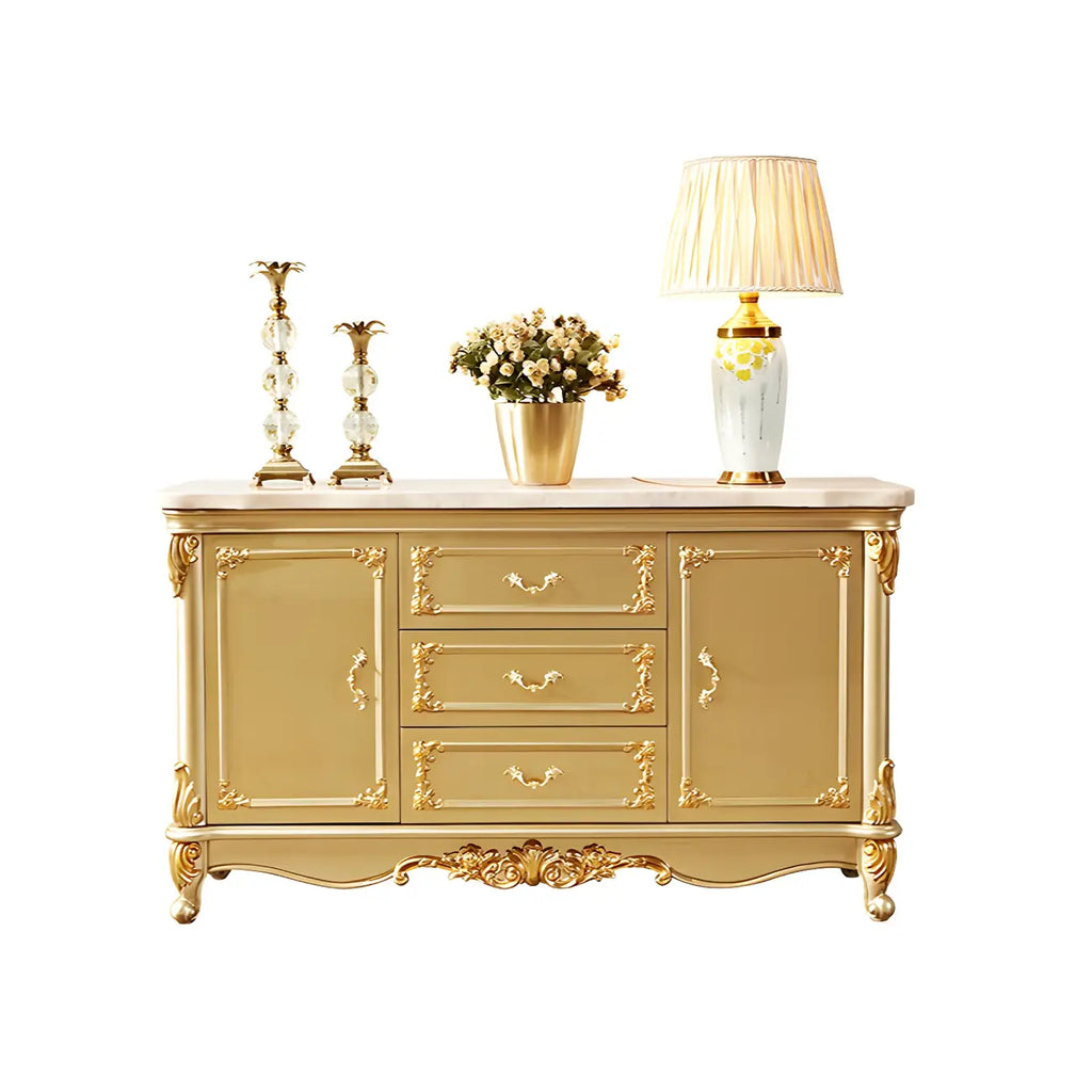Luxury Gold Wooden Sideboard with Drawers and Doors