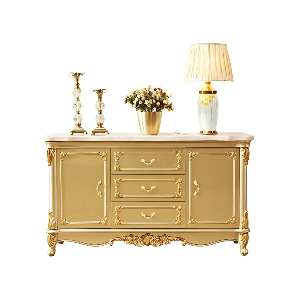 Luxury Gold Wooden Sideboard with Drawers and Doors