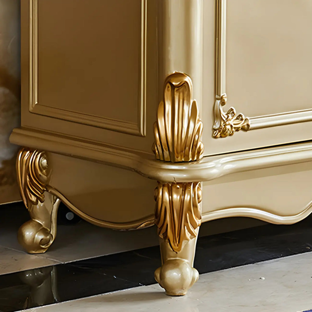 Luxury Gold Wooden Sideboard with Drawers and Doors