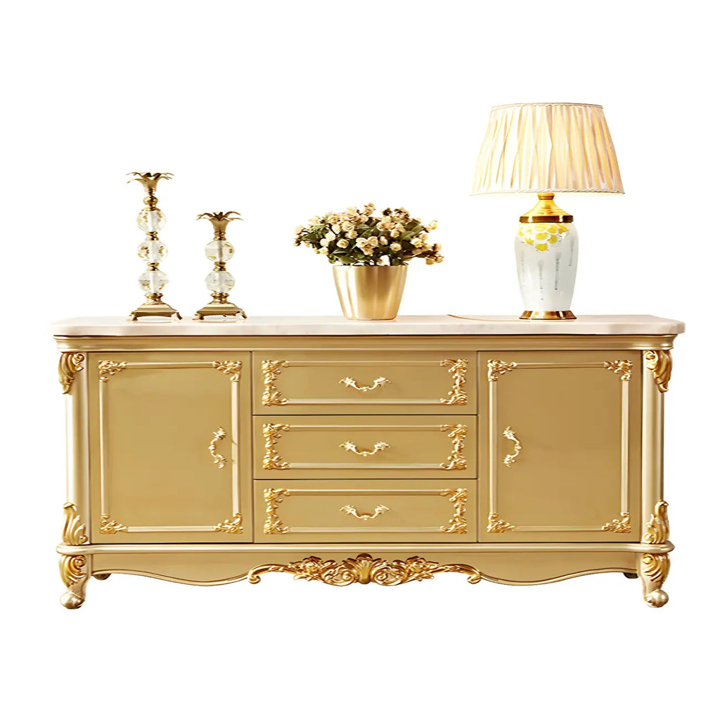 Luxury Gold Wooden Sideboard with Drawers and Doors