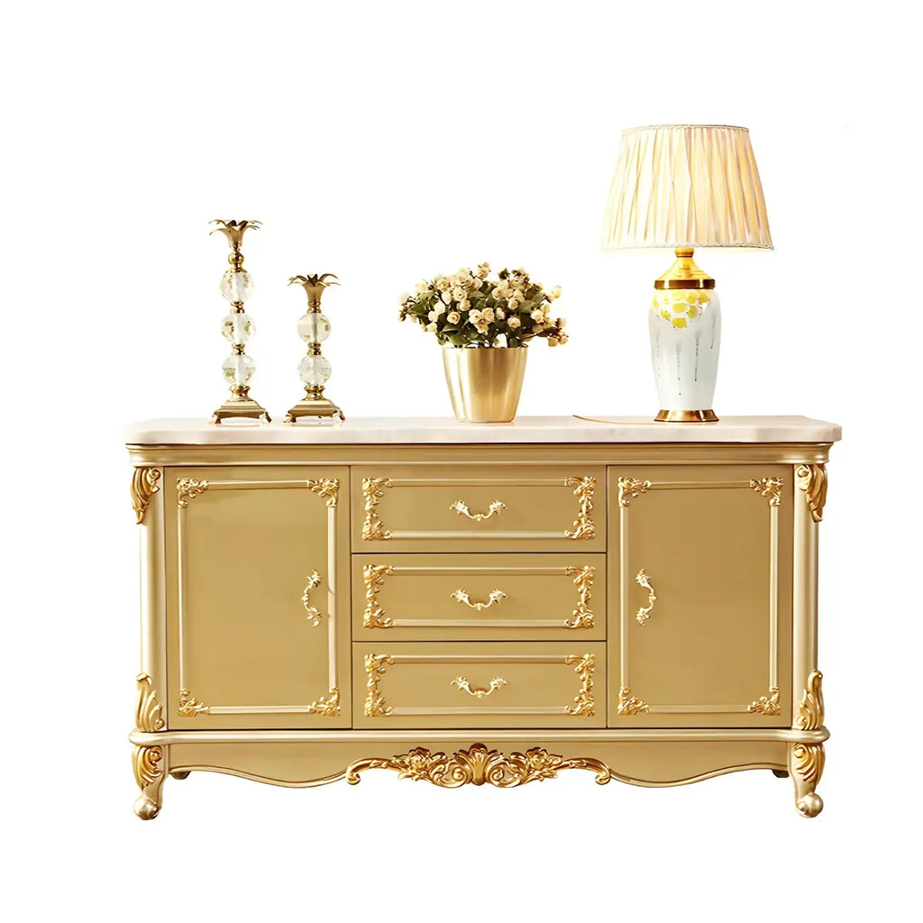 Luxury Gold Wooden Sideboard with Drawers and Doors