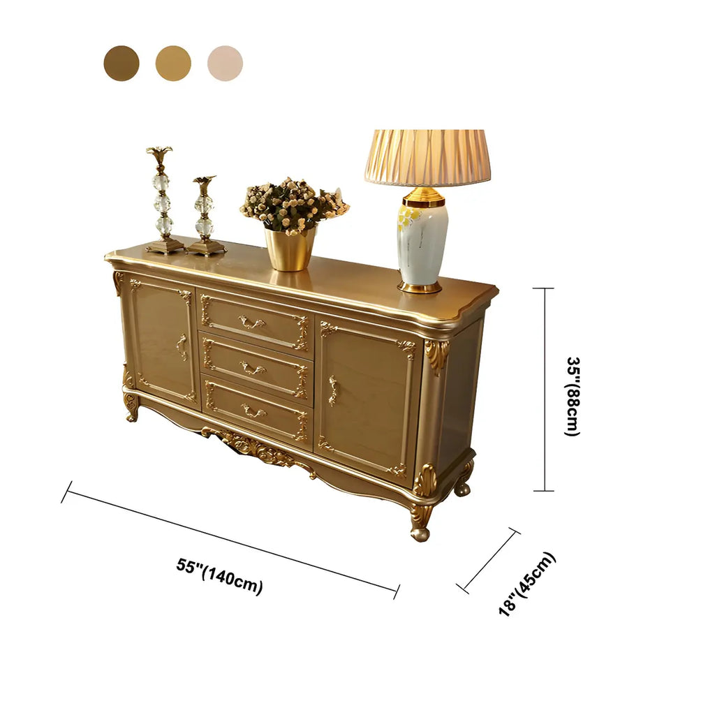 Luxury Gold Wooden Sideboard with Drawers and Doors