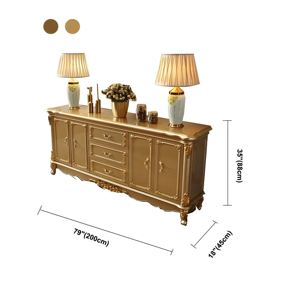 Luxury Gold Wooden Sideboard with Drawers and Doors