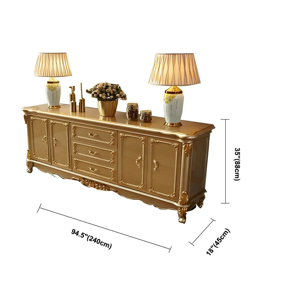 Luxury Gold Wooden Sideboard with Drawers and Doors