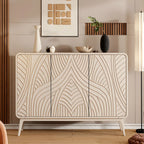 Modern White Wooden Sideboard with Artistic Doors