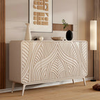 Modern White Wooden Sideboard with Artistic Doors