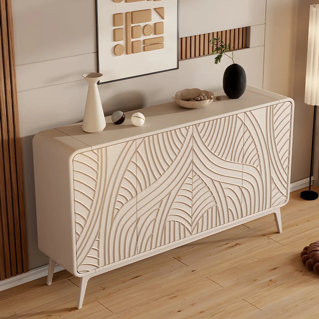 Modern White Wooden Sideboard with Artistic Doors