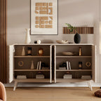 Modern White Wooden Sideboard with Artistic Doors