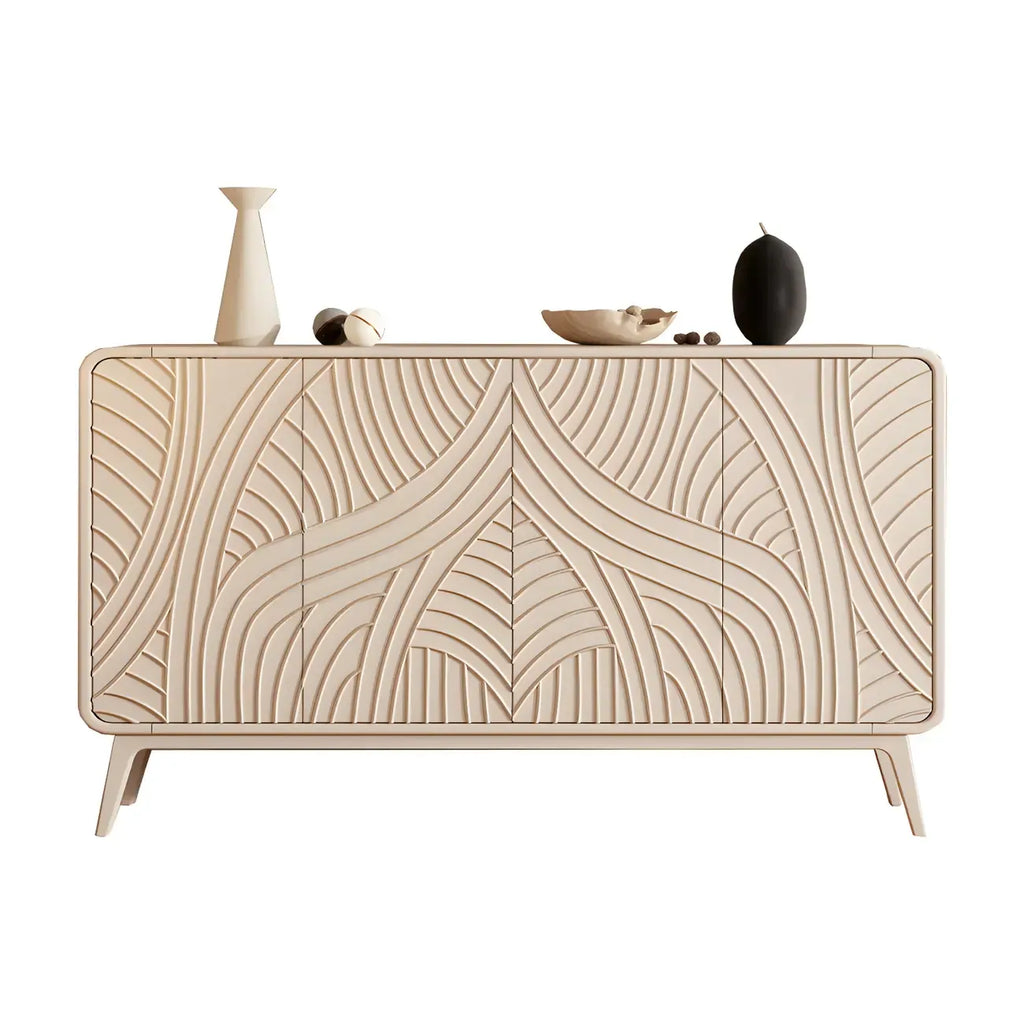 Modern White Wooden Sideboard with Artistic Doors