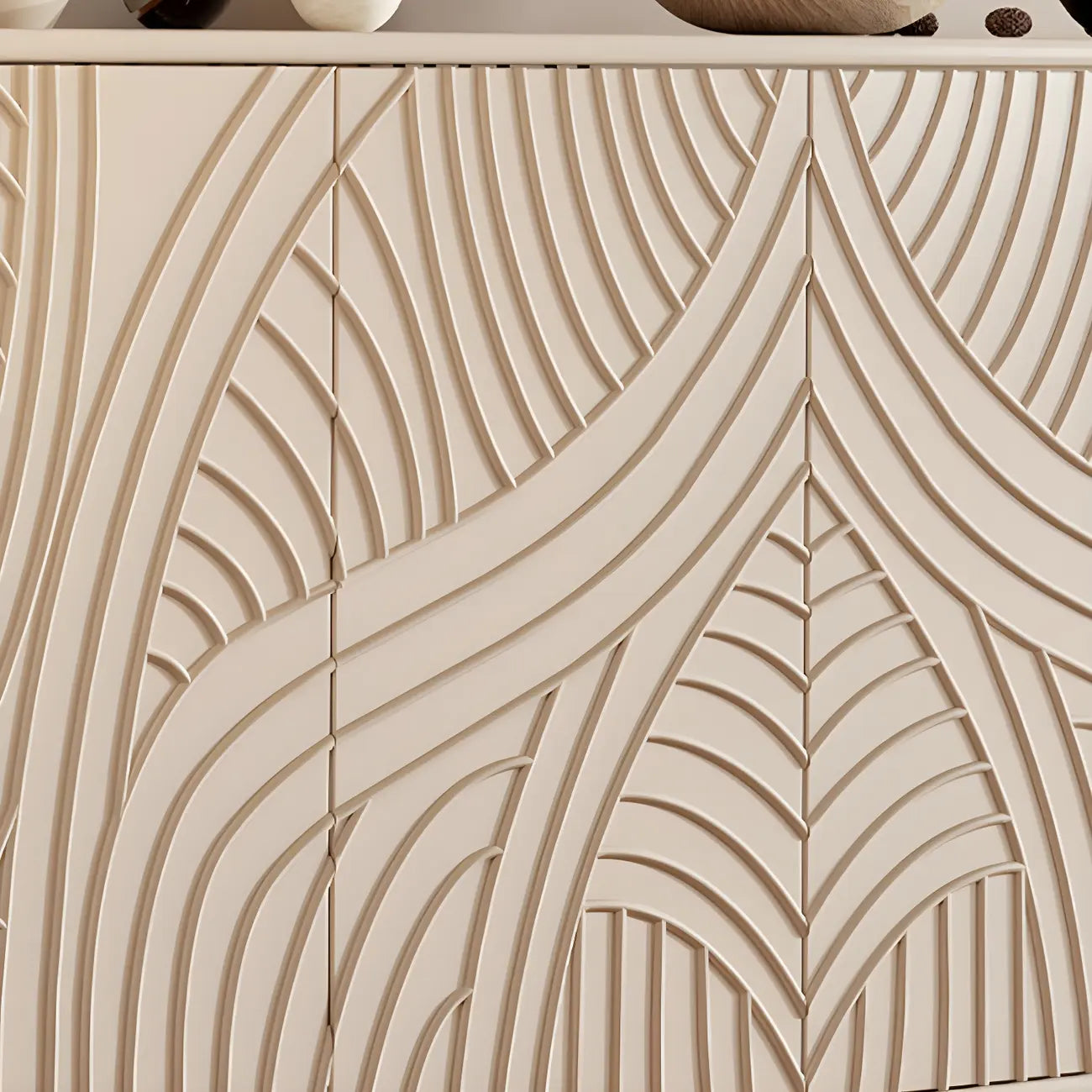 Modern White Wooden Sideboard with Artistic Doors