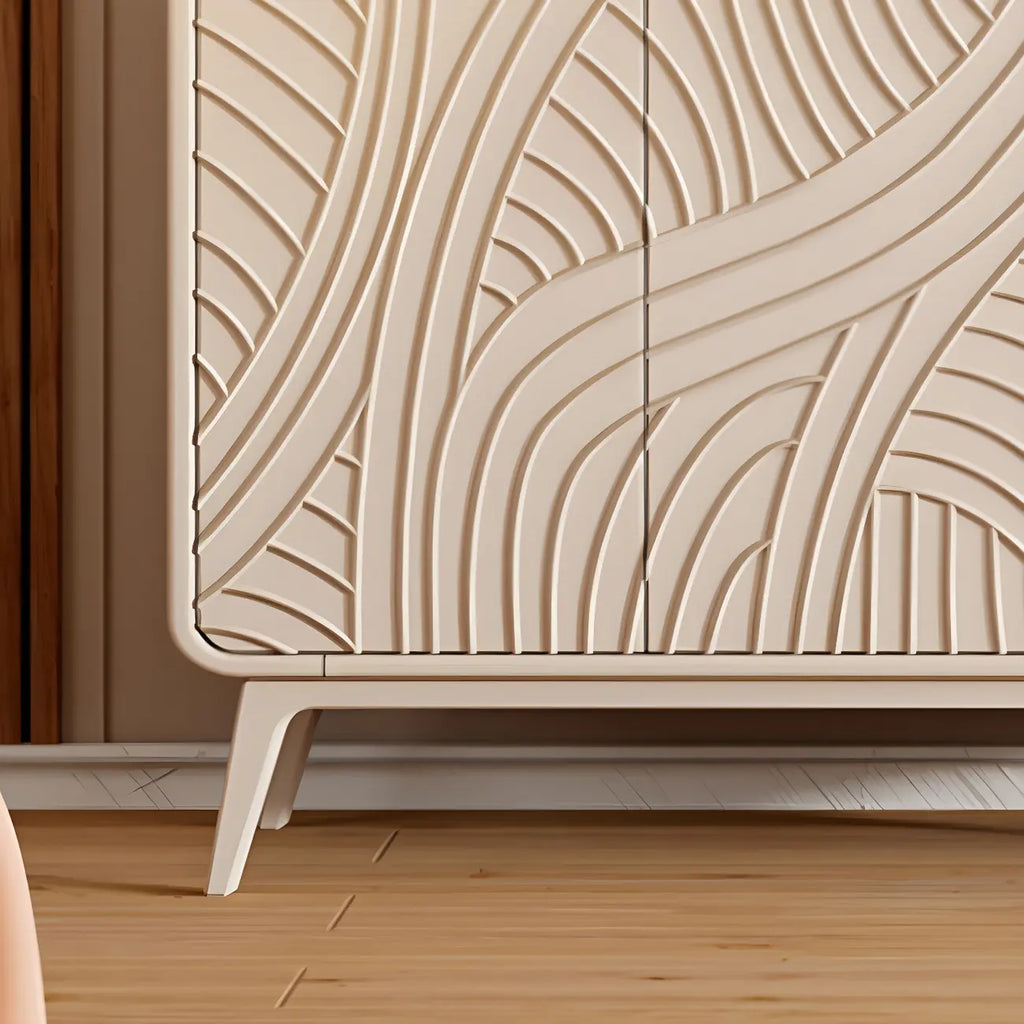 Modern White Wooden Sideboard with Artistic Doors