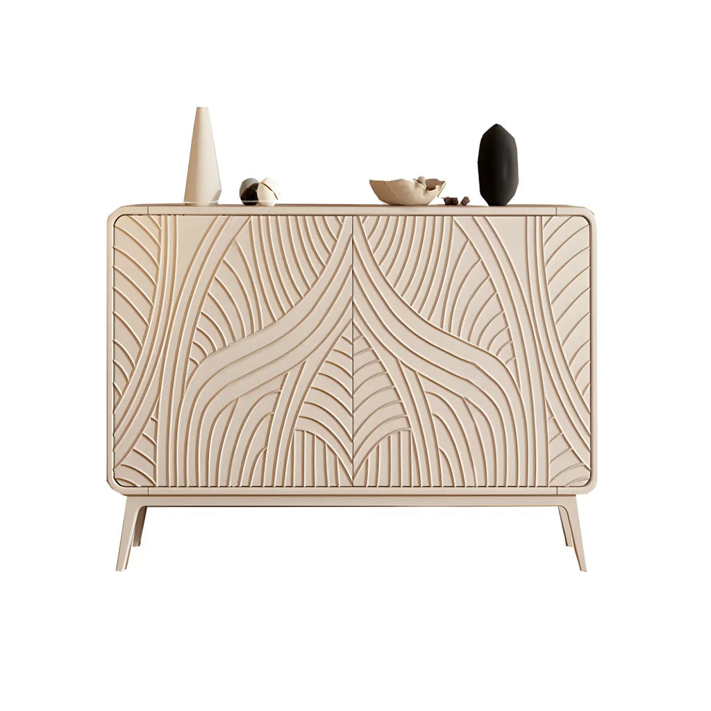 Modern White Wooden Sideboard with Artistic Doors