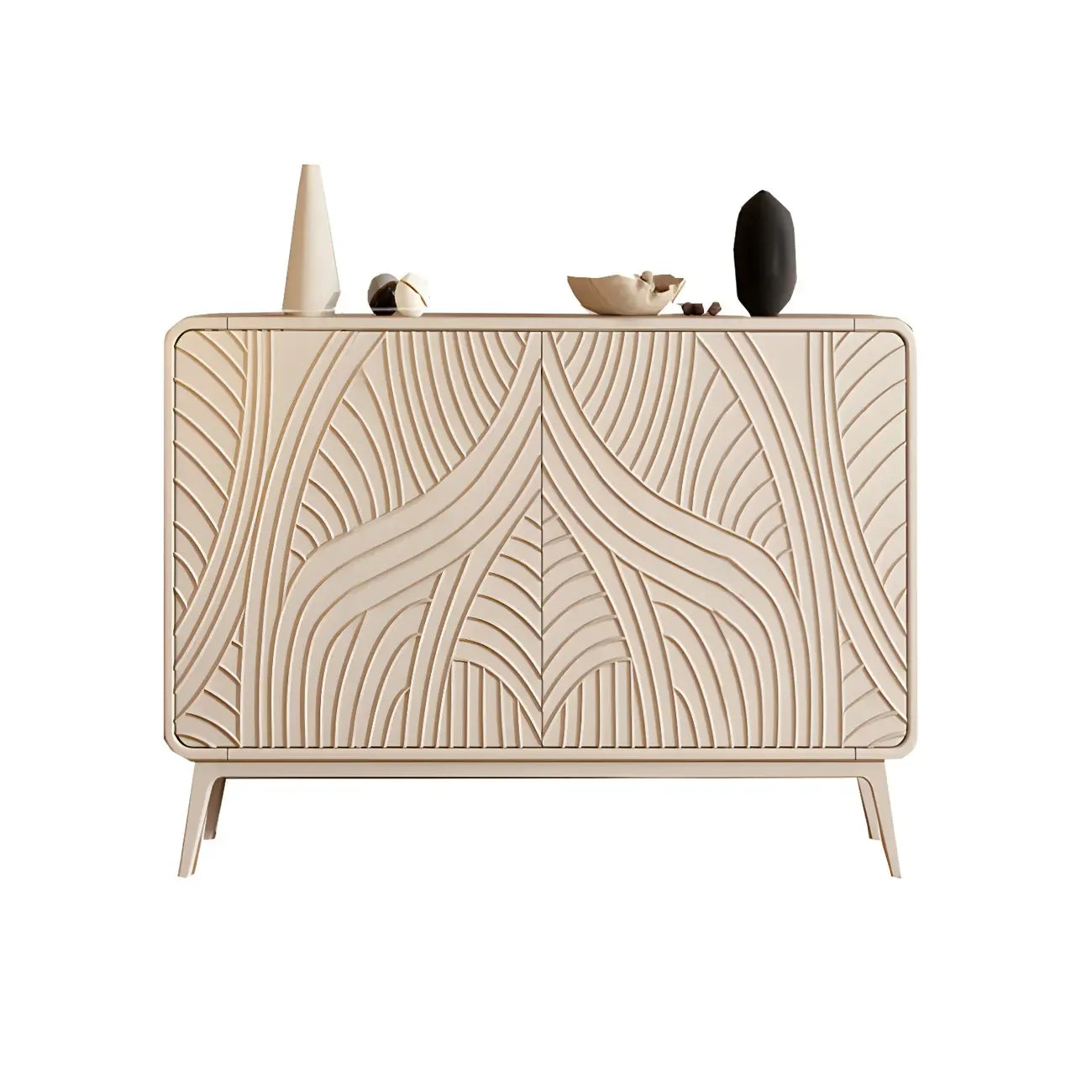 Modern White Wooden Sideboard with Artistic Doors