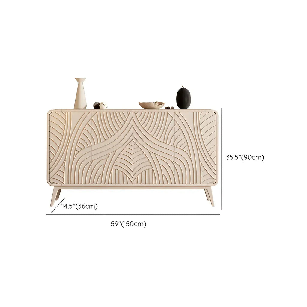 Modern White Wooden Sideboard with Artistic Doors